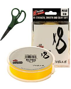 Fir Textil Sufix Carrier Braid X8, Hot Yellow 0.185mm 135m +Foarfeca