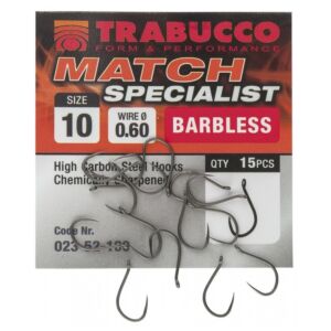 Carlige Trabucco Match Specialist Nr.12 Barbless 15buc/plic