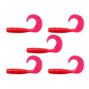 Twister Nevis 7.5cm 5buc/pac Rosu Glitter