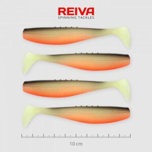 Shad Reiva Flat Minnow 10cm 4buc/plic Alb-Negru Sclipici