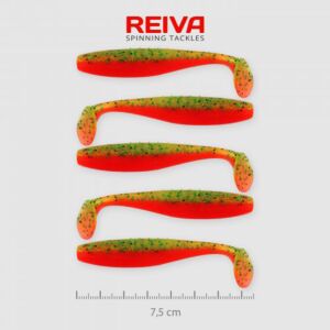 Shad Reiva Flat Minnow 7.5cm 5buc/plic Galben-Portocaliu Sclipici