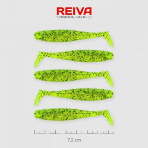 Shad Reiva Flat Minnow 7.5cm 5buc/plic Verde Sclipici
