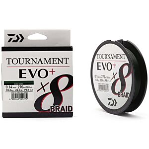Fir textil Daiwa Tournament 8X Braid EVO+ Green 0.18mm/15.8kg/270m